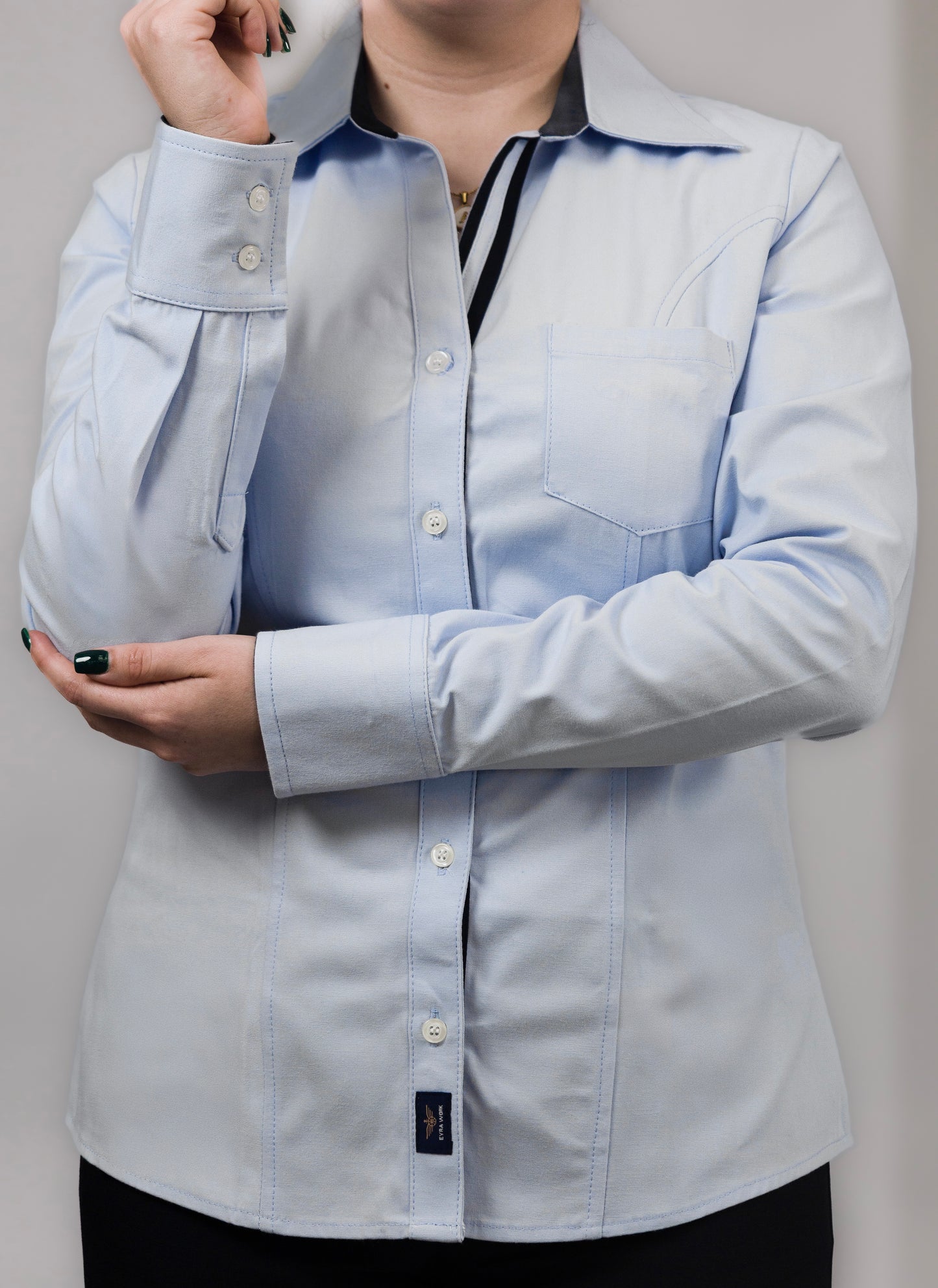 Blusa Manga Larga Azul