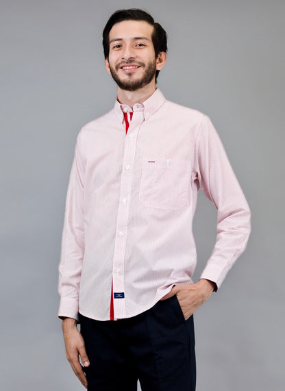 Camisa Manga Larga Rayas Roja