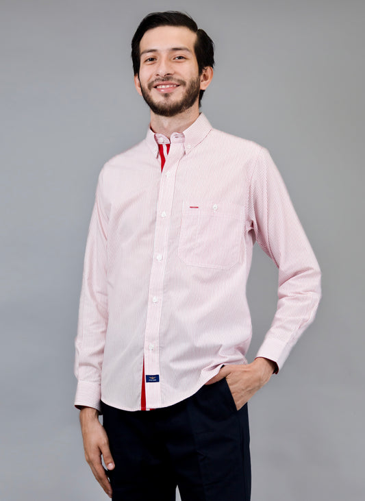Camisa Manga Larga Rayas Roja