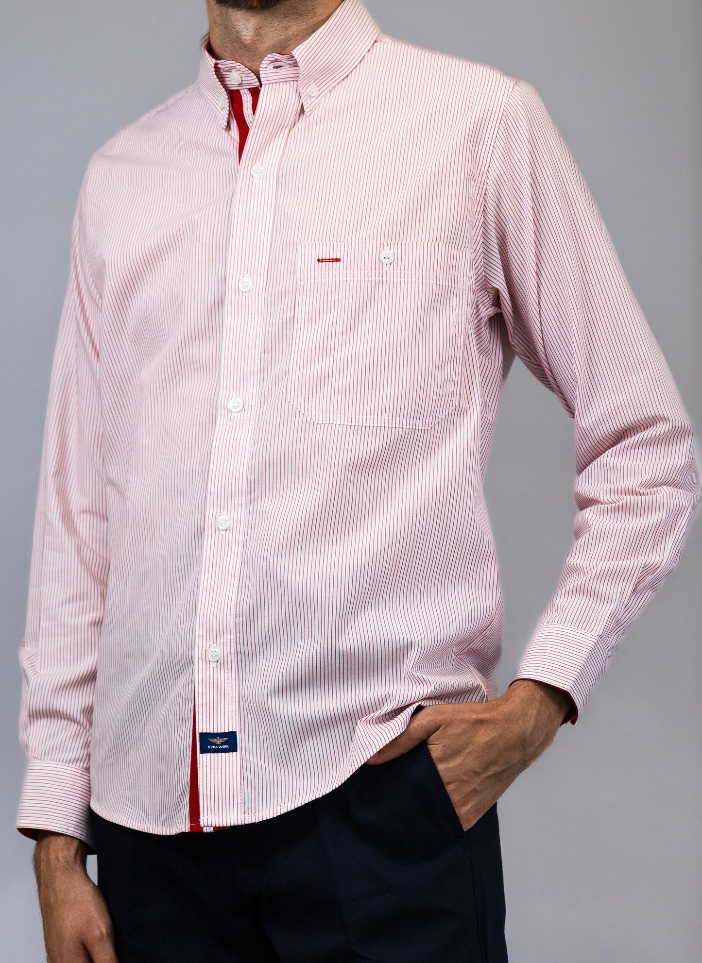 Camisa Manga Larga Rayas Roja