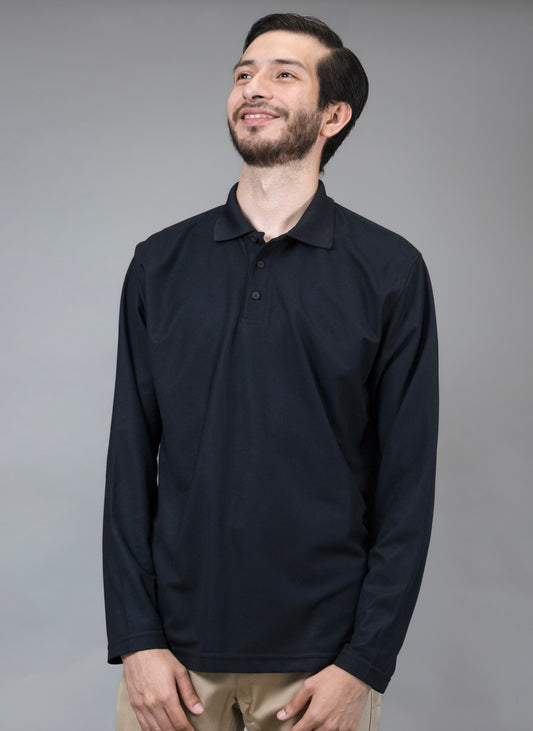 Playera Tipo Polo Manga Larga